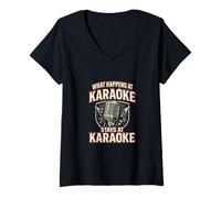 Femme Que se Passe-t-il au karaoké, drôle, Chant, mélomane, Papa T-Shirt avec Col en V