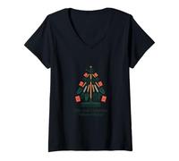 Femme Que Votre Noël s'épanouisse avec Joie | Gardening Holiday Art T-Shirt avec Col en V