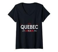 Femme Québec Canada - Souvenirs du Québec T-Shirt avec Col en V