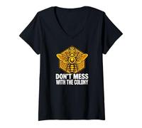 Femme Queen Bee Don't Mess with The Colony Beekeeper T-Shirt avec Col en V