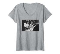 Femme Queen Freddie Mercury Brian May avec Guitares Wembley Arena T-Shirt avec Col en V