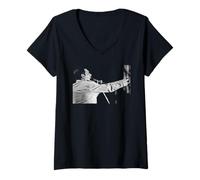 Femme Queen Freddie Mercury en Concert à St James' Park on Magic Tour 1986 T-Shirt avec Col en V