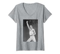Femme Queen Live Aid Freddie Mercury Wembley Stadium 1985 T-Shirt avec Col en V