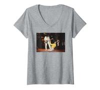 Femme Queen Live au Stade de Wembley Freddie Mercury et Brian May T-Shirt avec Col en V