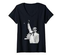 Femme Queen Live Magic Tour, Freddie Mercury, Wembley 1986 T-Shirt avec Col en V