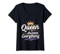 Femme Queen Of Absolutely Everything Féminisme de confiance -- T-Shirt avec Col en V