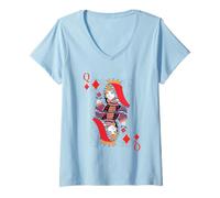 Femme Queen of Diamonds - Costumes Amusants faciles à l'avant et à l'arrière T-Shirt avec Col en V