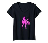 Femme Queen Of Guitars Guitare acoustique T-Shirt avec Col en V