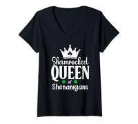 Femme Queen of Shananigans Malarkey Shenanigan Squad Shenanigator T-Shirt avec Col en V