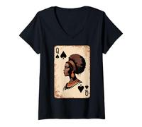 Femme Queen of Spades Afro Beauty African Regal Jouant Femmes Hommes T-Shirt avec Col en V