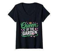 Femme Queen of The Garden Plantes de Jardinage Florales Fleurs de Printemps T-Shirt avec Col en V