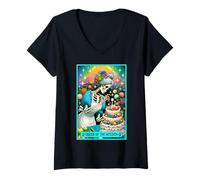 Femme Queen of the Kitchen Carte de tarot pour décoration de gâteau T-Shirt avec Col en V