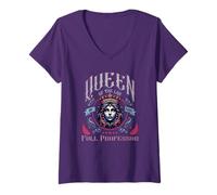 Femme Queen Of The Lab Professeur titulaire | Professeur d'université complet T-Shirt avec Col en V