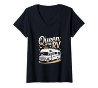 Femme Queen of the RV Camper : vacances et aventure en plein air T-Shirt avec Col en V