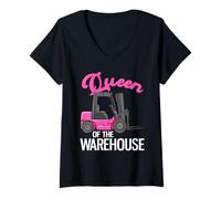 Femme Queen of The Warehouse Opérateur de Chariot élévateur Femelle T-Shirt avec Col en V