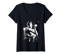 Femme Queen Singer Freddie Mercury N&W Photo par Simon Fowler T-Shirt avec Col en V