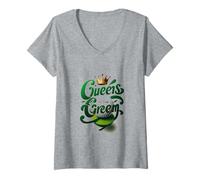 Femme Queens of The Green - Fun Ladies Golf T-Shirt avec Col en V