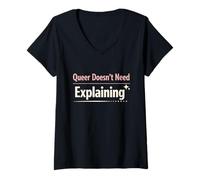 Femme Queer Trans Affirming Comfort Identity Love Cadeau de Soutien T-Shirt avec Col en V