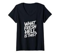 Femme Quel Enfer est ce drôle de Dicton Sarcastique T-Shirt avec Col en V
