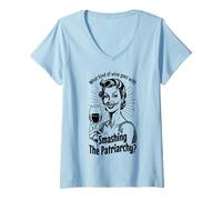 Femme Quel Genre de vin va avec Smashing The Patriarchy Feminist T-Shirt avec Col en V