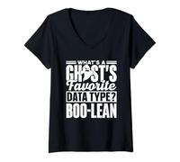 Femme Quel Type De Données Favori d'un Fantôme Boo-Lean Bouh T-Shirt avec Col en V