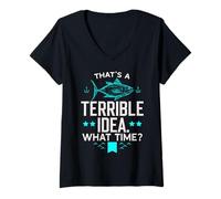 Femme Quelle est l'heure d'un pêcheur Amateur de pêche T-Shirt avec Col en V