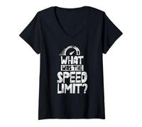Femme Quelle était la Limite de Vitesse? Limite de Vitesse des Voitures de Course T-Shirt avec Col en V