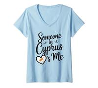 Femme Quelqu'un À Chypre M'aime Coeur Drapeau De Chypre T-Shirt avec Col en V