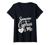 Femme Quelqu'un À Chypre M'aime Longue Distance T-Shirt avec Col en V