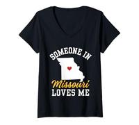 Femme Quelqu'un au Missouri m'aime, Missouri Affection de Loin T-Shirt avec Col en V