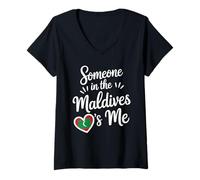 Femme Quelqu'un Aux Maldives Est Mon Amoureux des Voyages T-Shirt avec Col en V