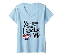 Femme Quelqu'un en Croatie M'aime Coeur De Croatie T-Shirt avec Col en V