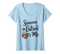Femme Quelqu'un en Érythrée M'aime Coeur Érythréen T-Shirt avec Col en V