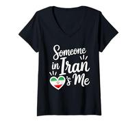 Femme Quelqu'un en Iran Est Moi Iran Drapeau Coeur Amour T-Shirt avec Col en V