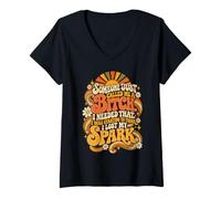 Femme Quelqu'un m'a traitée de garce, C'est drôle, J'Ai Perdu Mon Spark Groovy Retro T-Shirt avec Col en V