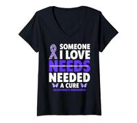 Femme Quelqu'un Que J'aime a Besoin d'une guérison de la maladie d'Alzheimer T-Shirt avec Col en V