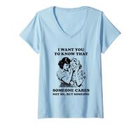 Femme Quelqu'un s'en Soucie, Pas Moi mais Quelqu'un de drôle de Sarcasme T-Shirt avec Col en V