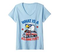 Femme Qu'est-ce qu'un kilomètre Patriotic Trucker Eagle T-Shirt avec Col en V