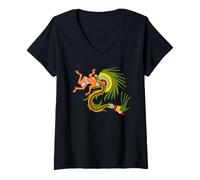 Femme Quetzalcoatl Serpent à Plumes Dieu aztèque T-Shirt avec Col en V