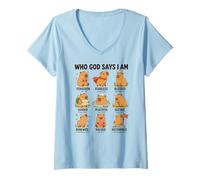 Femme Qui Dieu Dit Que Je suis Verset Biblique De La Foi T-Shirt avec Col en V