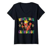 Femme Qui Est Ton Écrevisse Humour Mardi Gras T-Shirt avec Col en V