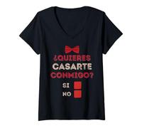 Femme Quieres Casarte Commigo Propuesta y Peticion de Matrimonio T-Shirt avec Col en V