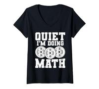 Femme Quiet I'm Doing Math Powerlifting Geek T-Shirt avec Col en V