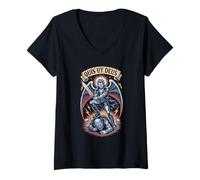 Femme Quis Ut Deus Archange Michael Battle T-Shirt avec Col en V