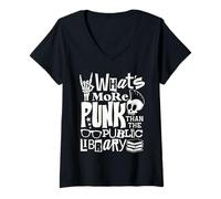 Femme Quoi de Plus Punk Que l'amateur de Livres Amusants des bibliothèques publiques T-Shirt avec Col en V