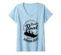 Femme Quoi qu'il Arrive à Bord des Banana Boats - Banana Boats T-Shirt avec Col en V