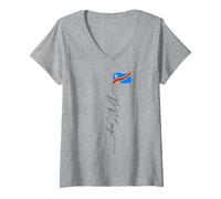 Femme R.D. Congo, Kinshasa, Patriotique congolais T-Shirt avec Col en V