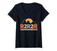 Femme R2R2R Grand Canyon Rétro Vintage Randonnée Randonnée Trail Adventure T-Shirt avec Col en V