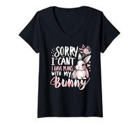 Femme Rabbit Bunnies Désolé, Je ne Peux Pas, J'Ai des projets avec Mon Lapin T-Shirt avec Col en V
