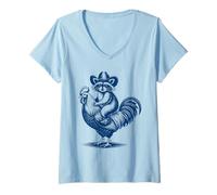 Femme Raccoon Cowboy Cowgirl Coq Western Rodeo Howdy Vintage T-Shirt avec Col en V